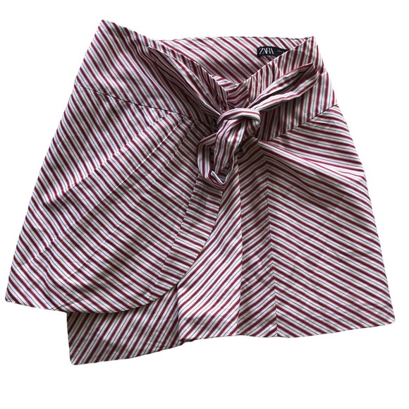 Zara tie wrap asymmetrical striped mini skirt - Picture 1 of 8